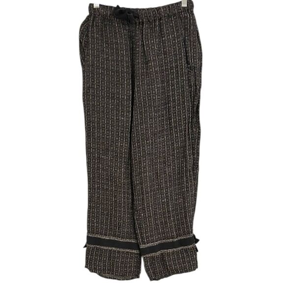 Flax Gray Black Print 100% Linen Top Pants Set Size P (4-6) - Picture 3 of 14